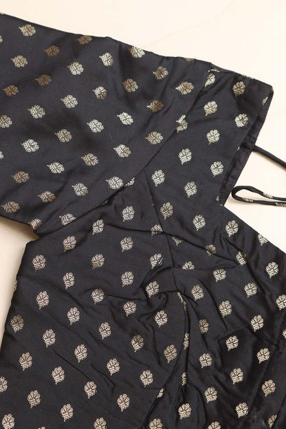 Elegant Black Banarasi Silk Small Booti Design Non Padded Blouse - Luxurion World