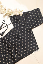 Elegant Black Banarasi Silk Small Booti Design Non Padded Blouse - Luxurion World