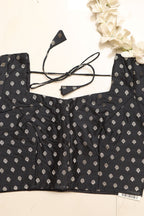 Elegant Black Banarasi Silk Small Booti Design Non Padded Blouse - Luxurion World