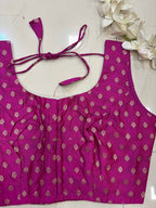 Elegant Pink Banarasi Silk Small Booti Design Non Padded Blouse - Luxurion World