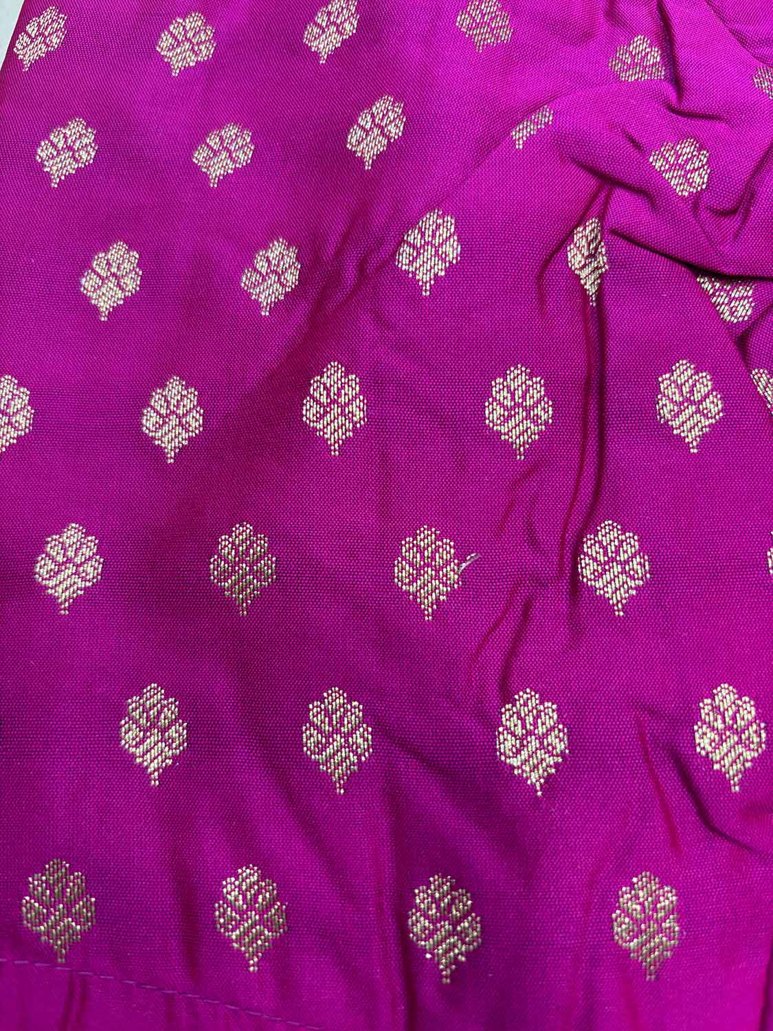 Elegant Pink Banarasi Silk Small Booti Design Non Padded Blouse - Luxurion World