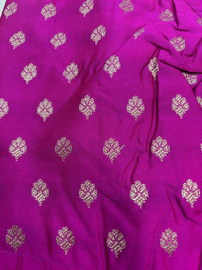 Elegant Pink Banarasi Silk Small Booti Design Non Padded Blouse - Luxurion World