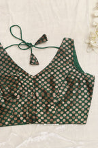 Green Banarasi Silk Polka Dot Design Blouse - Luxurion World