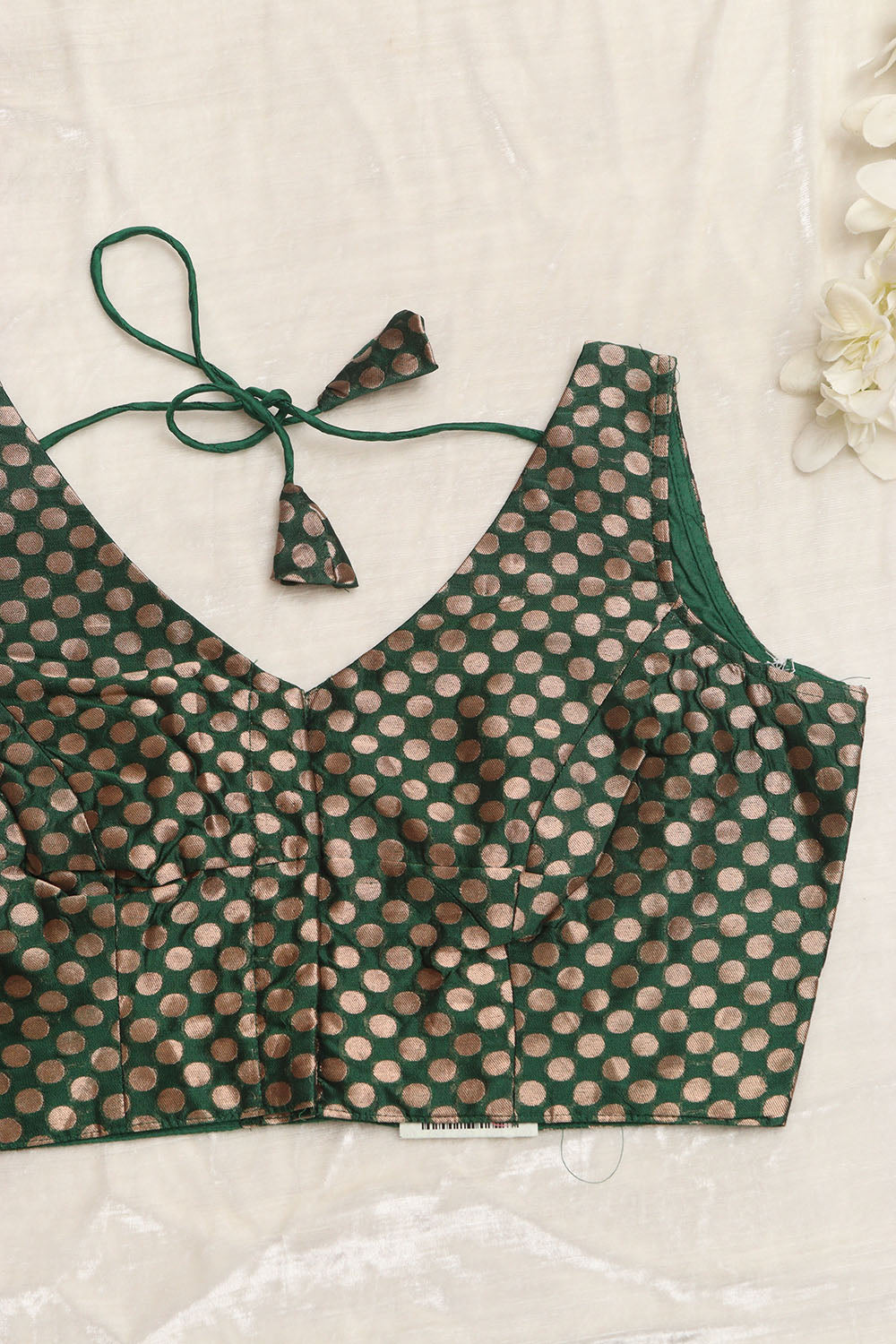 Green Banarasi Silk Polka Dot Design Blouse - Luxurion World