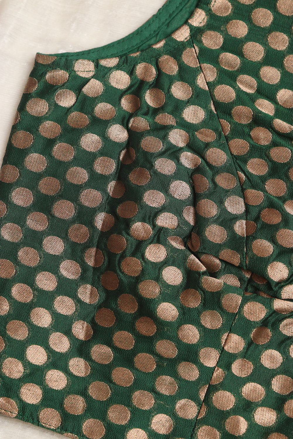 Green Banarasi Silk Polka Dot Design Blouse - Luxurion World