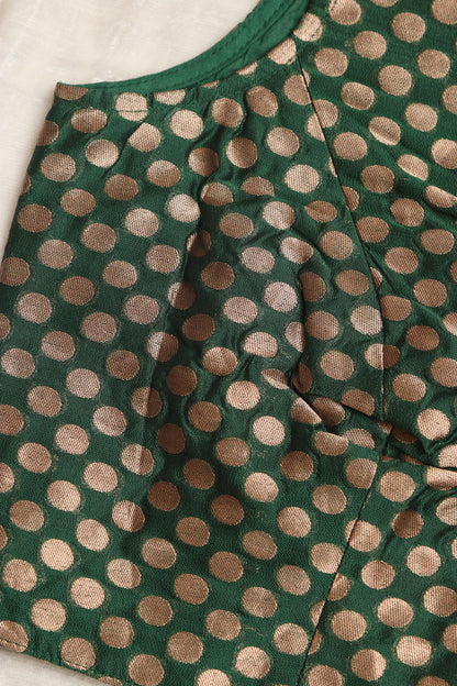 Green Banarasi Silk Polka Dot Design Blouse - Luxurion World