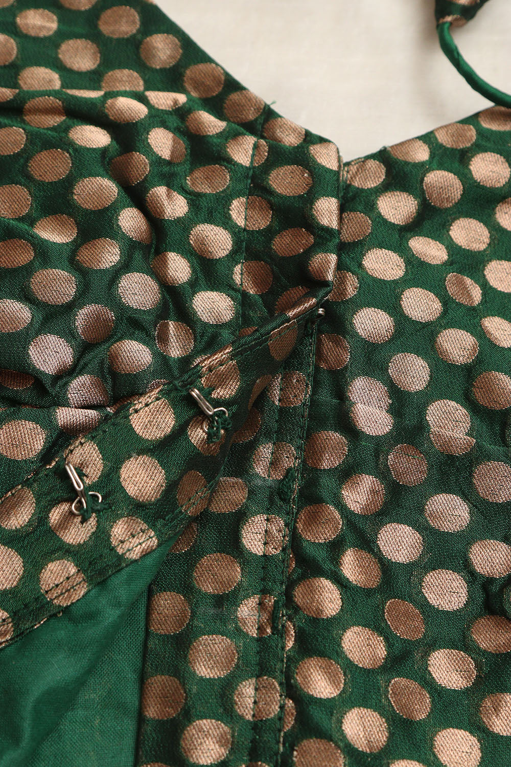Green Banarasi Silk Polka Dot Design Blouse - Luxurion World