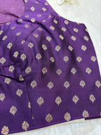 Stunning Purple Banarasi Silk Small Booti Design Non Padded Blouse - Luxurion World