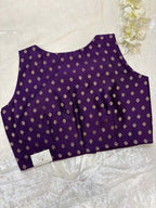 Stunning Purple Banarasi Silk Small Booti Design Non Padded Blouse - Luxurion World