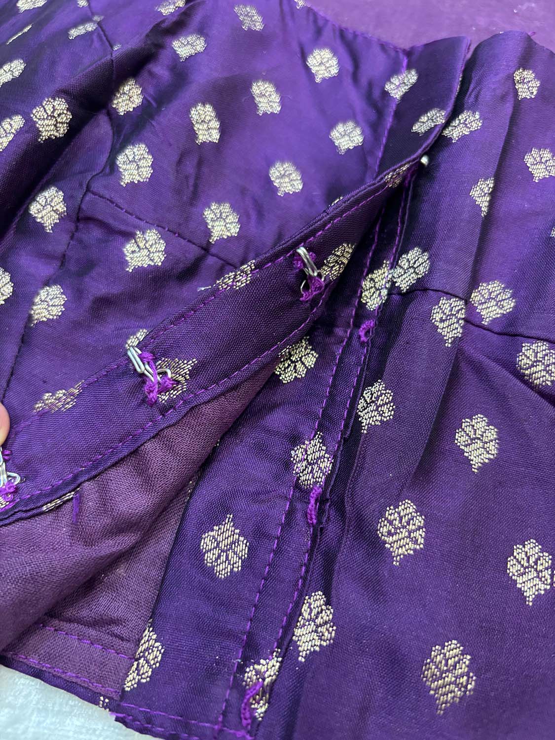 Stunning Purple Banarasi Silk Small Booti Design Non Padded Blouse - Luxurion World