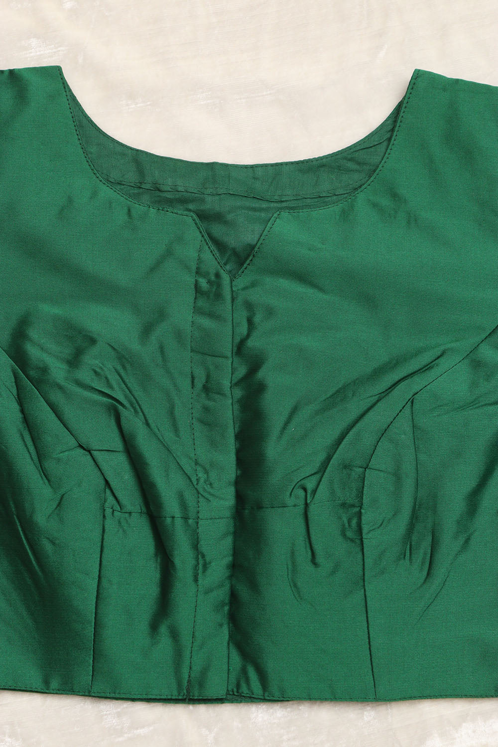 Elegant Green Plain Silk Non Padded Blouse With Banarasi Border - Luxurion World