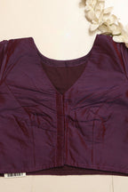 Elegant Purple Plain Silk Non Padded Blouse With Vintage Banarasi Border - Luxurion World