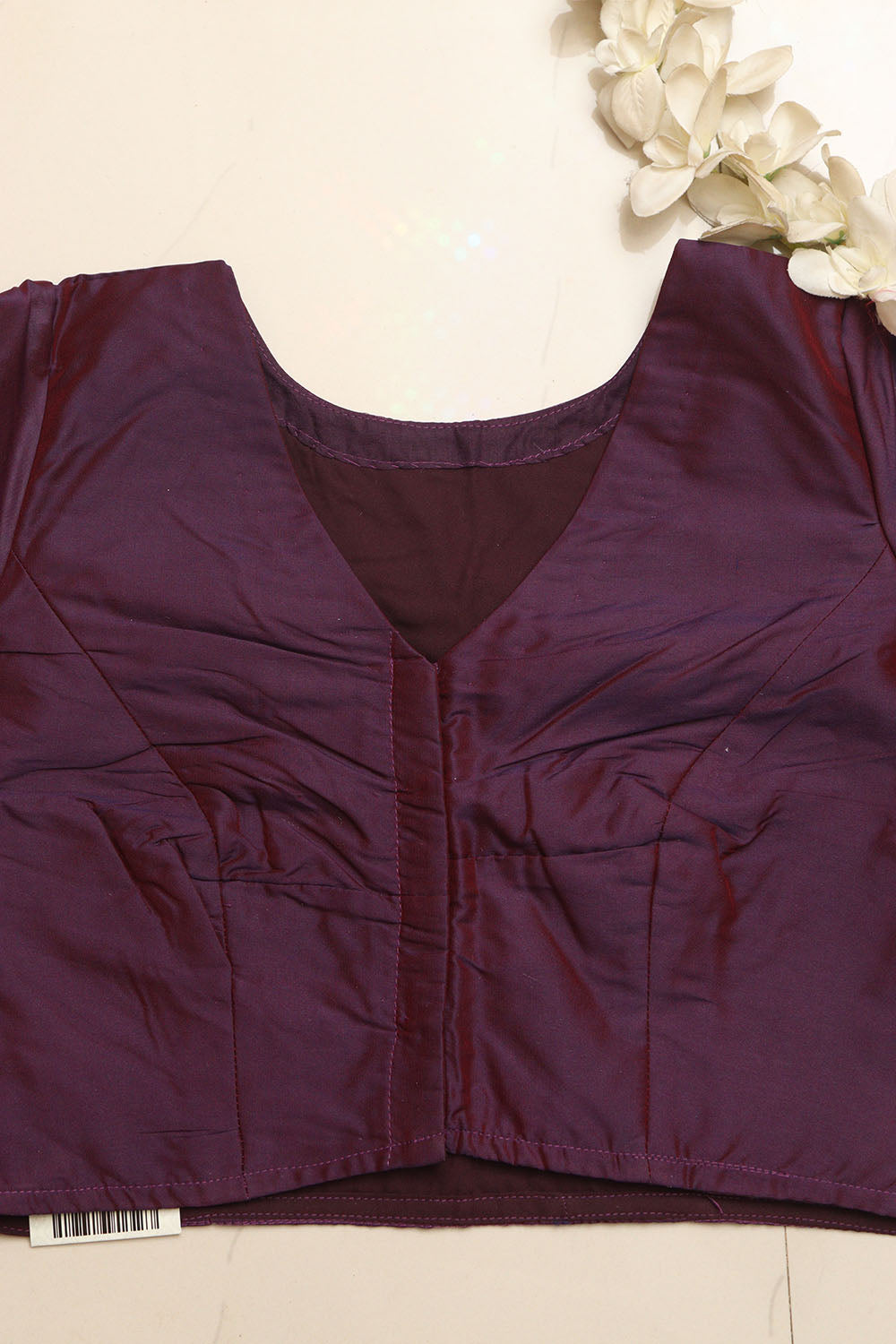 Elegant Purple Plain Silk Non Padded Blouse With Vintage Banarasi Border - Luxurion World