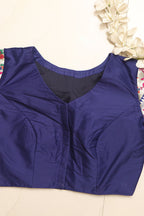 Blue Plain Silk Non Padded Blouse With Paithani Border - Luxurion World