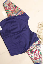 Blue Plain Silk Non Padded Blouse With Paithani Border - Luxurion World