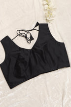 Classic Black Plain Silk Non Padded Blouse - Luxurion World