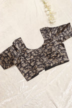 Exquisite Black Shikargah Design Digital Printed Tussar Silk Blouse - Luxurion World