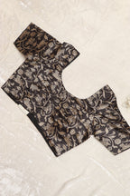 Exquisite Black Shikargah Design Digital Printed Tussar Silk Blouse - Luxurion World