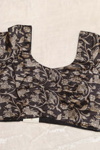 Exquisite Black Shikargah Design Digital Printed Tussar Silk Blouse - Luxurion World