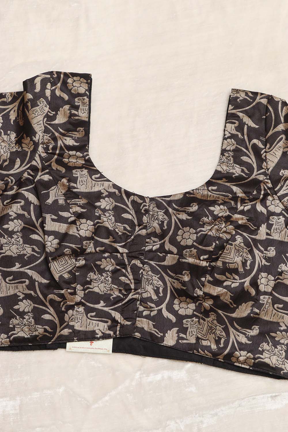 Exquisite Black Shikargah Design Digital Printed Tussar Silk Blouse - Luxurion World