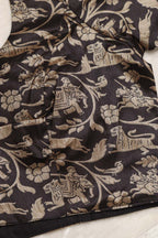 Exquisite Black Shikargah Design Digital Printed Tussar Silk Blouse - Luxurion World