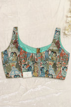 Multicolor Digital Printed Kalamkari Tussar Silk Blouse - Luxurion World