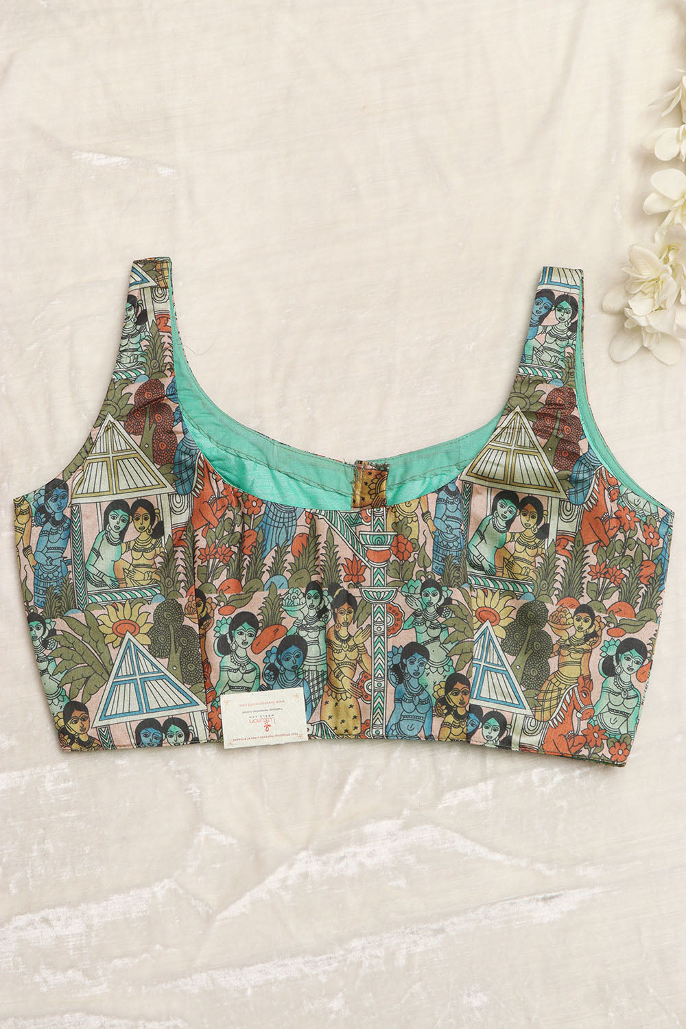 Multicolor Digital Printed Kalamkari Tussar Silk Blouse - Luxurion World