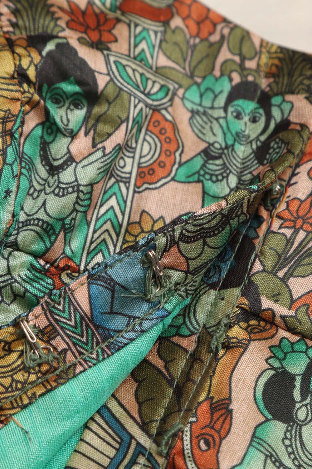 Multicolor Digital Printed Kalamkari Tussar Silk Blouse - Luxurion World