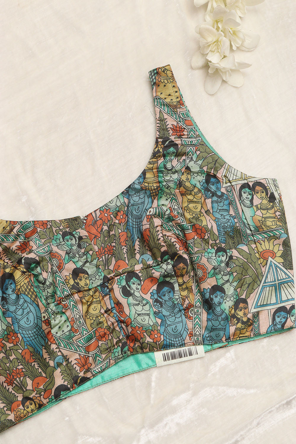 Multicolor Digital Printed Kalamkari Tussar Silk Blouse - Luxurion World