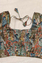 Multicolor Digital Printed Kalamkari Tussar Silk Blouse - Luxurion World