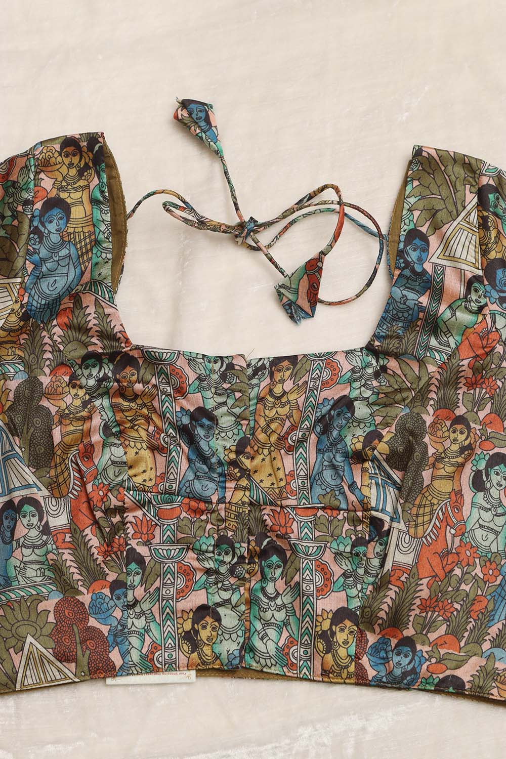 Multicolor Digital Printed Kalamkari Tussar Silk Blouse - Luxurion World