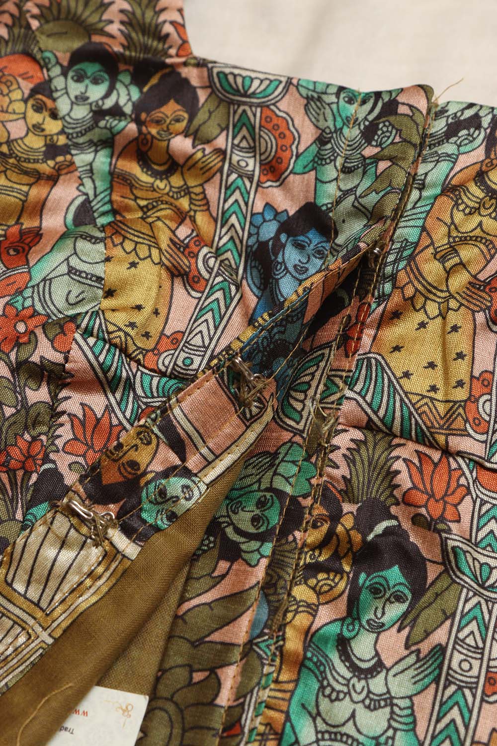 Multicolor Digital Printed Kalamkari Tussar Silk Blouse - Luxurion World