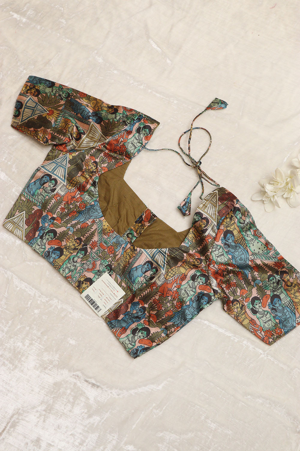 Multicolor Digital Printed Kalamkari Tussar Silk Blouse - Luxurion World