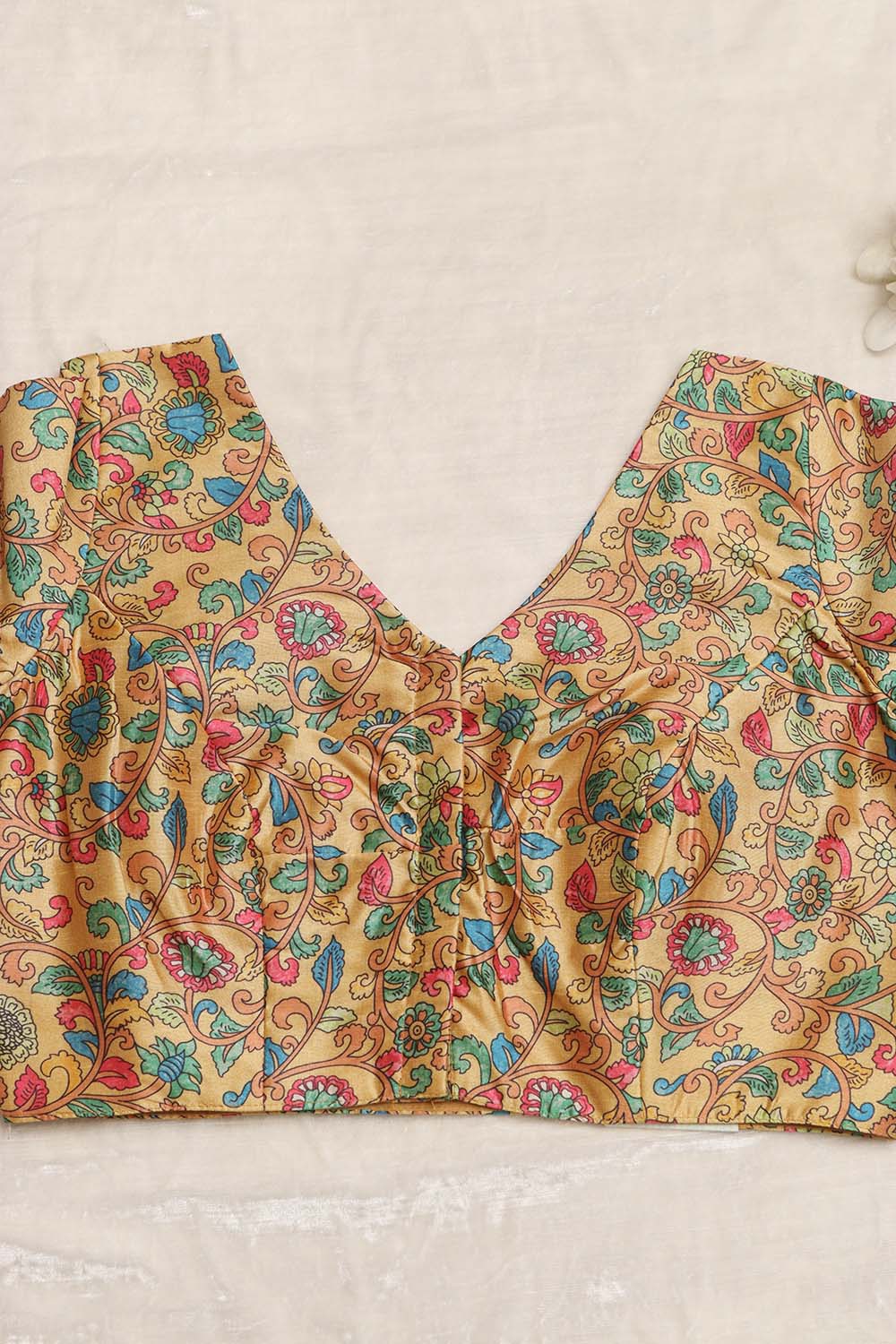 Yellow Kalamkari Tussar Silk Blouse - Luxurion World