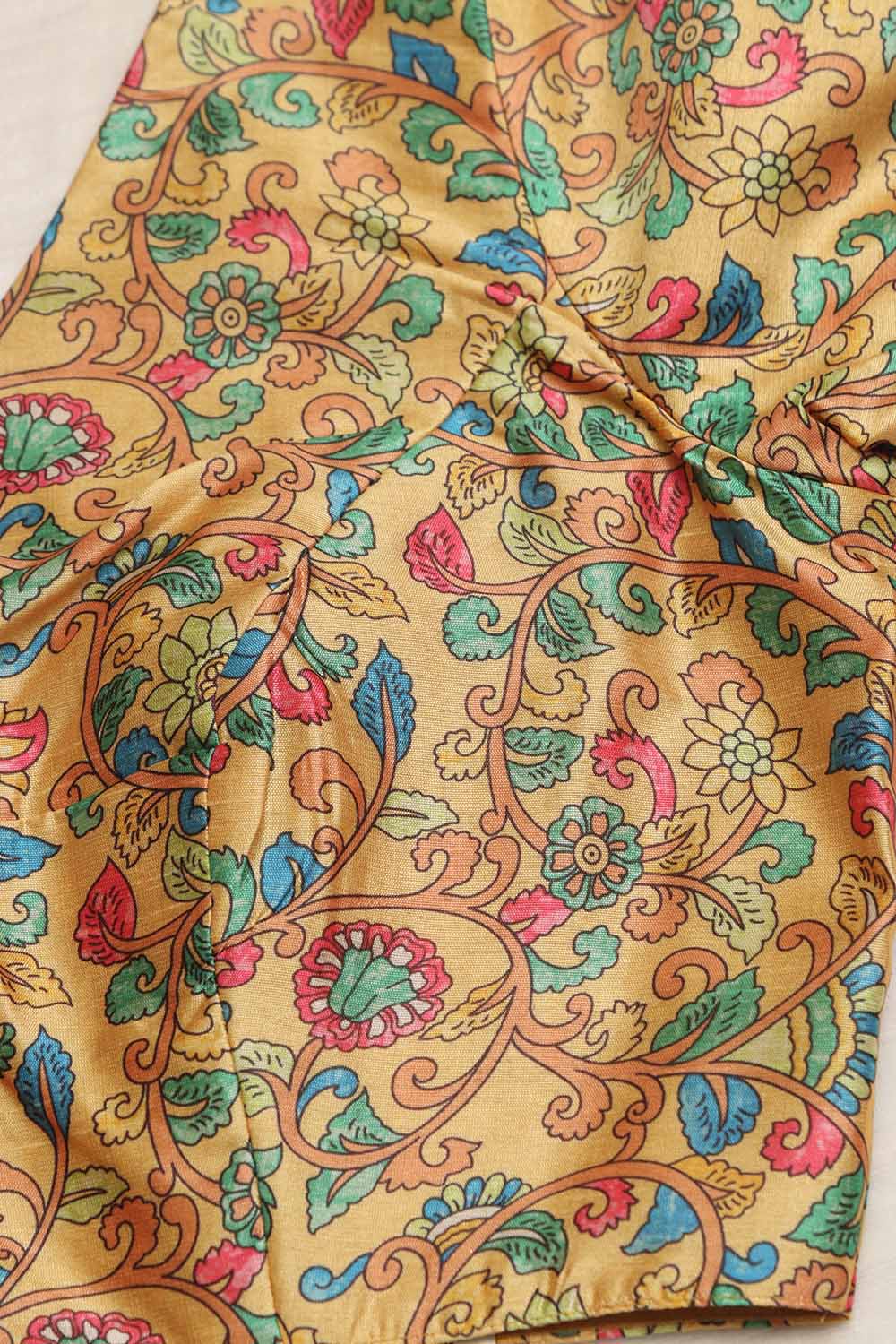 Yellow Kalamkari Tussar Silk Blouse - Luxurion World