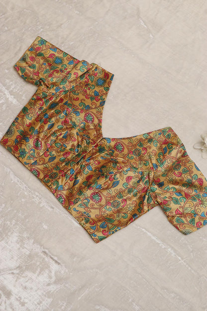 Yellow Kalamkari Tussar Silk Blouse - Luxurion World