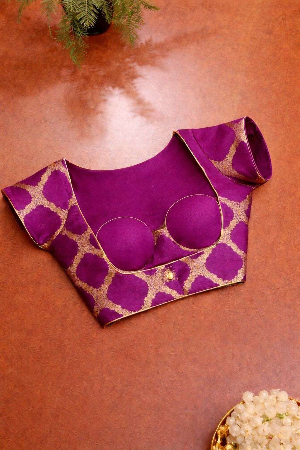 Elegant Purple Banarasi Silk Blouse - Luxurion World