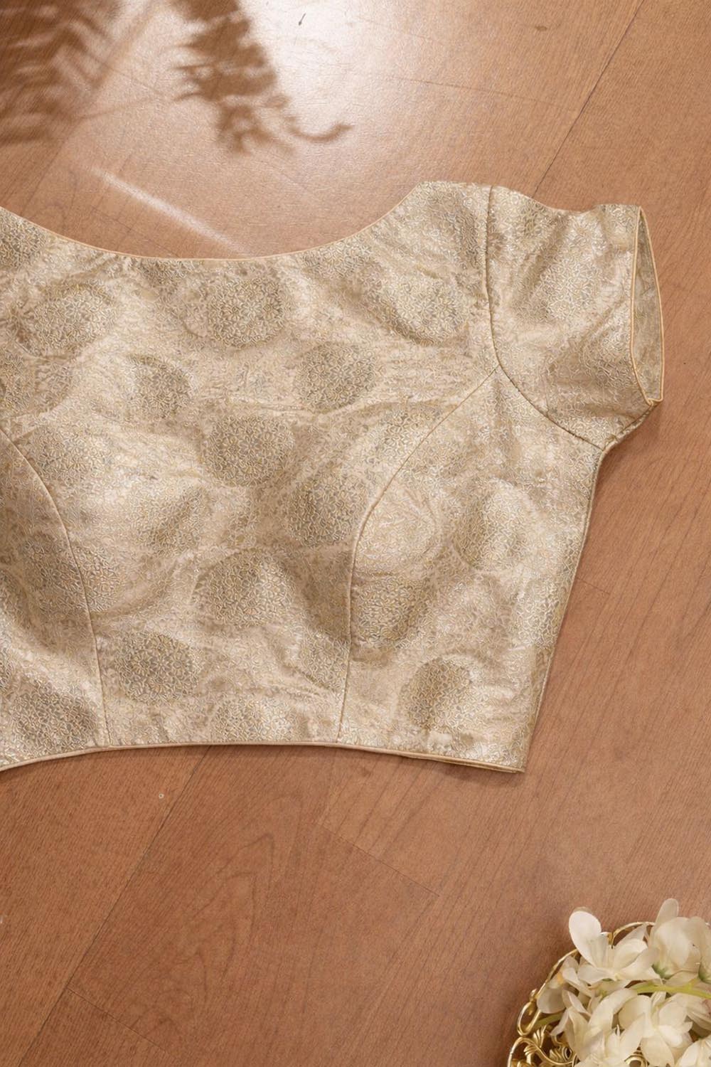 Elegant White Banarasi Silk Blouse - Luxurion World