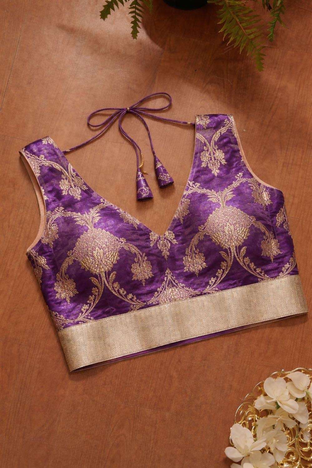 Stunning Purple Banarasi Silk Blouse - Luxurion World