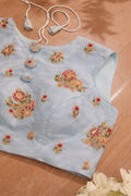 Blue Trendy Embroidered Silk Blouse - Luxurion World
