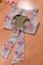 Grey Trendy Digital Printed Organza Blouse - Luxurion World