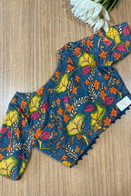 Blue Hand Painted Kalamkari Pure Silk Blouse - Luxurion World