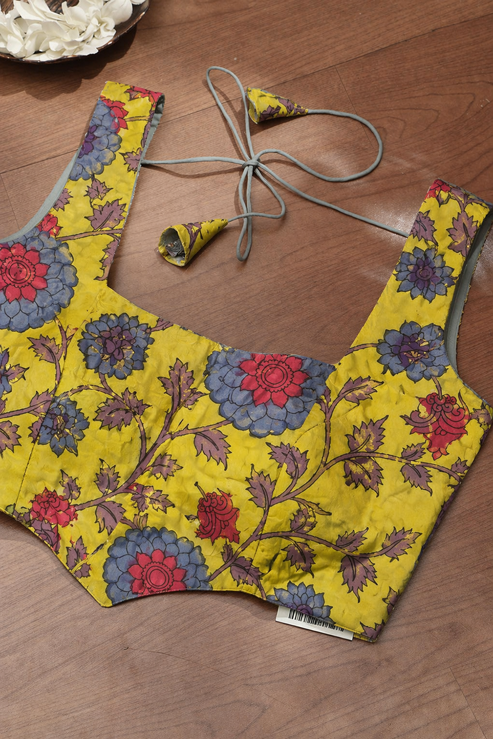 Yellow Hand Painted Kalamkari Pure Silk Blouse - Luxurion World
