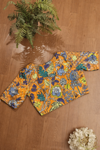 Orange Hand Painted Kalamkari Bangalore Silk Blouse - Luxurion World