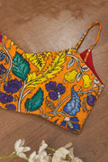 Orange Hand Painted Kalamkari Bangalore Silk Blouse - Luxurion World