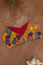 Orange Hand Painted Kalamkari Bangalore Silk Blouse - Luxurion World