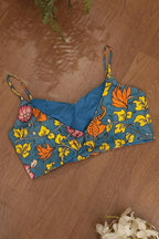 Blue Hand Painted Kalamkari Pure Silk Blouse - Luxurion World