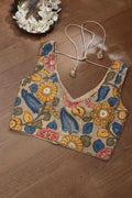 Multicolor Hand Painted Kalamkari Pure Silk Blouse - Luxurion World