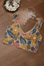 Multicolor Hand Painted Kalamkari Pure Silk Blouse - Luxurion World