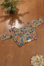 Grey Hand Painted Kalamkari Pure Silk Blouse - Luxurion World